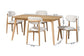 Baxton Studio Emily 5-Piece Dining Set - Solid Wood Rectangular Table with Boucle Upholstered Chairs, Mid-Century Modern Dining Furniture for Kitchen or Dining Room, Natural and White FredCo