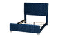 Baxton Studio Emlyn Glam and Luxe Navy Blue Velvet Fabric Queen Size Panel Bed FredCo