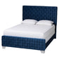 Baxton Studio Emlyn Glam and Luxe Navy Blue Velvet Fabric Queen Size Panel Bed FredCo