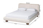 Baxton Studio Emsley Luxe Ivory Pleated Velvet Queen Size Platform Bed FredCo