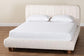 Baxton Studio Emsley Luxe Ivory Pleated Velvet Queen Size Platform Bed FredCo