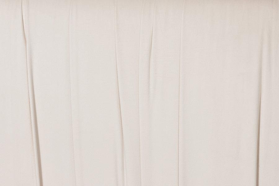 Baxton Studio Emsley Luxe Ivory Pleated Velvet Queen Size Platform Bed FredCo