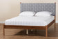 Baxton Studio Estela Mid-Century Modern Grey Woven Fabric and Walnut Brown Wood Queen Size Platform Bed FredCo