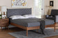 Baxton Studio Estela Mid-Century Modern Grey Woven Fabric and Walnut Brown Wood Queen Size Platform Bed FredCo