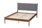 Baxton Studio Estela Mid-Century Modern Grey Woven Fabric and Walnut Brown Wood Queen Size Platform Bed FredCo