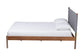 Baxton Studio Estela Mid-Century Modern Grey Woven Fabric and Walnut Brown Wood Queen Size Platform Bed FredCo