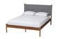 Baxton Studio Estela Mid-Century Modern Grey Woven Fabric and Walnut Brown Wood Queen Size Platform Bed FredCo