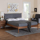 Baxton Studio Estela Mid-Century Modern Grey Woven Fabric and Walnut Brown Wood Queen Size Platform Bed FredCo