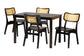Baxton Studio Estera Mid-Century Modern Dark Brown Finished Wood and Rattan 5-Piece Dining Set FredCo