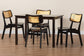 Baxton Studio Estera Mid-Century Modern Dark Brown Finished Wood and Rattan 5-Piece Dining Set FredCo