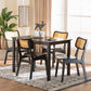 Baxton Studio Estera Mid-Century Modern Dark Brown Finished Wood and Rattan 5-Piece Dining Set FredCo