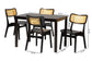 Baxton Studio Estera Mid-Century Modern Dark Brown Finished Wood and Rattan 5-Piece Dining Set FredCo