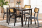 Baxton Studio Estera Mid-Century Modern Dark Brown Finished Wood and Rattan 5-Piece Dining Set FredCo