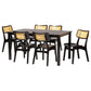 Baxton Studio Estera Mid-Century Modern Dark Brown Finished Wood and Rattan 7-Piece Dining Set FredCo