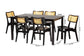Baxton Studio Estera Mid-Century Modern Dark Brown Finished Wood and Rattan 7-Piece Dining Set FredCo