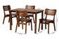 Baxton Studio Estera Mid-Century Modern Walnut Brown Finished Wood and Rattan 5-Piece Dining Set FredCo