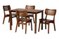 Baxton Studio Estera Mid-Century Modern Walnut Brown Finished Wood and Rattan 5-Piece Dining Set FredCo