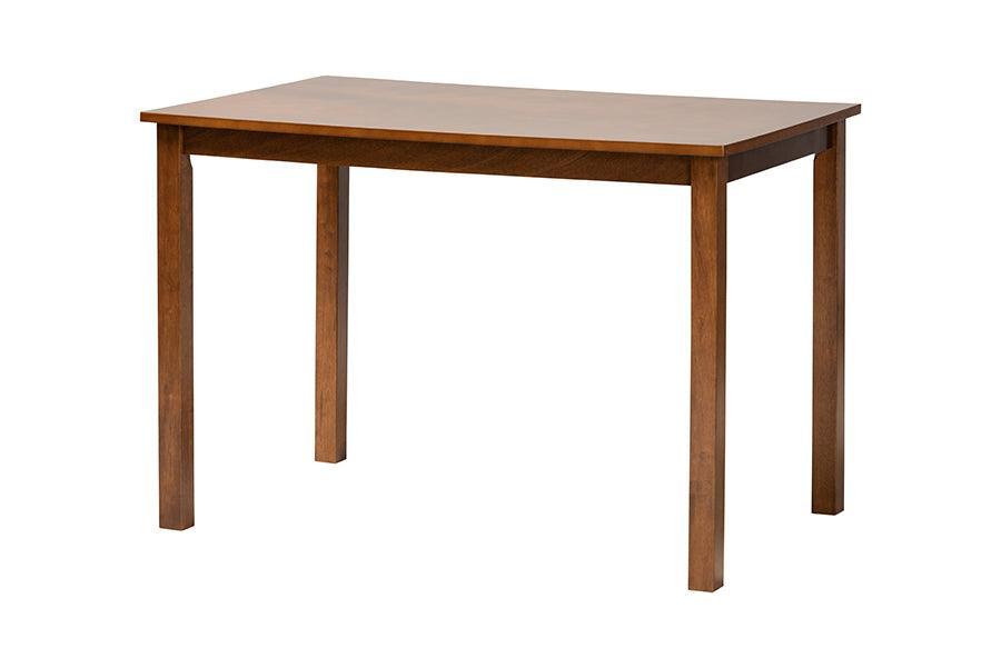 Baxton Studio Estera Mid-Century Modern Walnut Brown Finished Wood and Rattan 5-Piece Dining Set FredCo