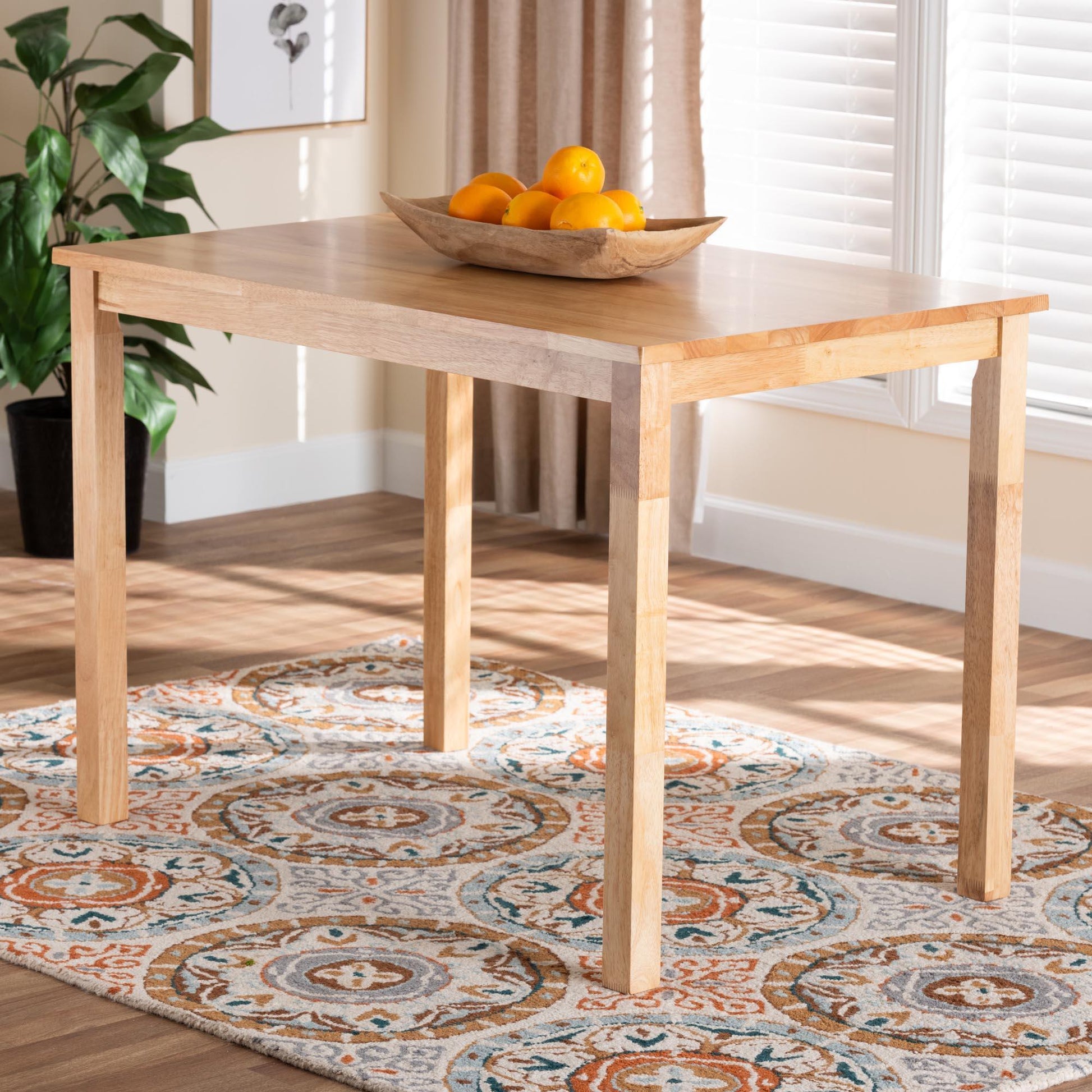 Baxton Studio Eveline Modern Natural Brown Finished Wood 43-Inch Dining Table FredCo