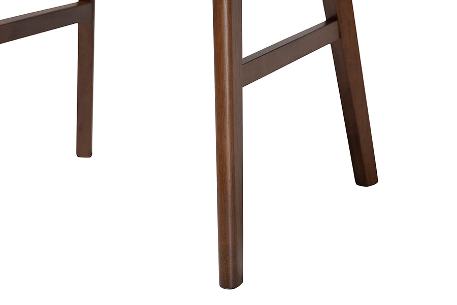 Close-up of wooden chair legs with walnut finish for home furniture
