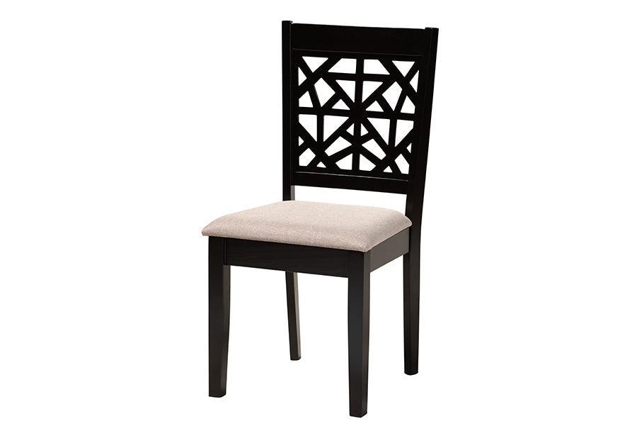 Baxton Studio Felice Modern Beige Fabric and Dark Brown Finished Wood 5-Piece Dining Set FredCo