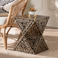Baxton Studio Feronia Modern Bohemian Black and Bronze Mother of Pearl End Table FredCo