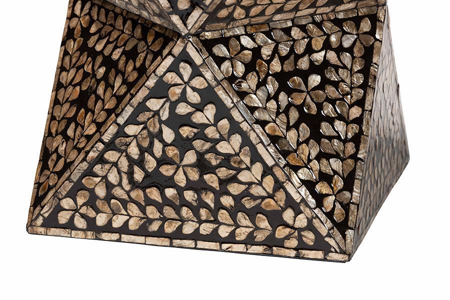 Baxton Studio Feronia Modern Bohemian Black and Bronze Mother of Pearl End Table FredCo