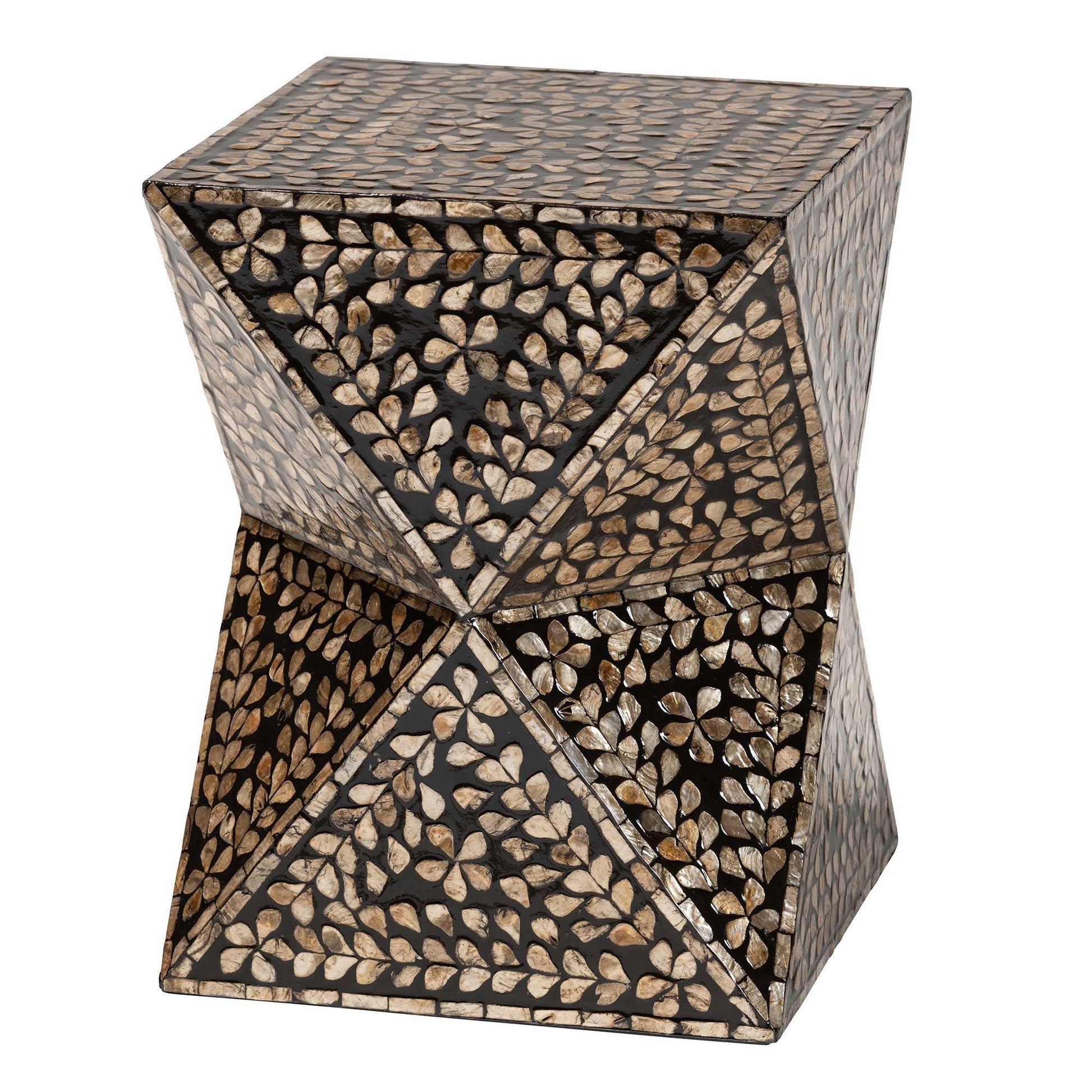 Baxton Studio Feronia Modern Bohemian Black and Bronze Mother of Pearl End Table FredCo