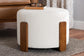 Baxton Studio Finlay Modern Japandi Cream Boucle Fabric and Walnut Brown Finished Wood Ottoman Footstool FredCo