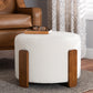 Baxton Studio Finlay Modern Japandi Cream Boucle Fabric and Walnut Brown Finished Wood Ottoman Footstool FredCo