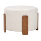 Baxton Studio Finlay Modern Japandi Cream Boucle Fabric and Walnut Brown Finished Wood Ottoman Footstool FredCo