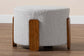 Baxton Studio Finlay Modern Japandi Light Grey Boucle Fabric and Walnut Brown Finished Wood Ottoman Footstool FredCo