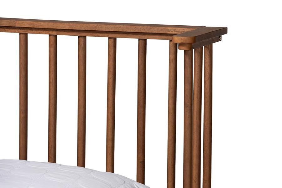 Baxton Studio Flint Mid-Century Modern Ash Walnut Finished Wood Platform Bed FredCo