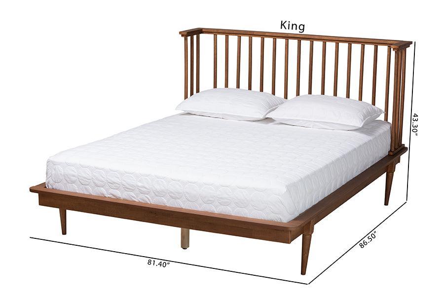 Baxton Studio Flint Mid-Century Modern Ash Walnut Finished Wood Platform Bed FredCo