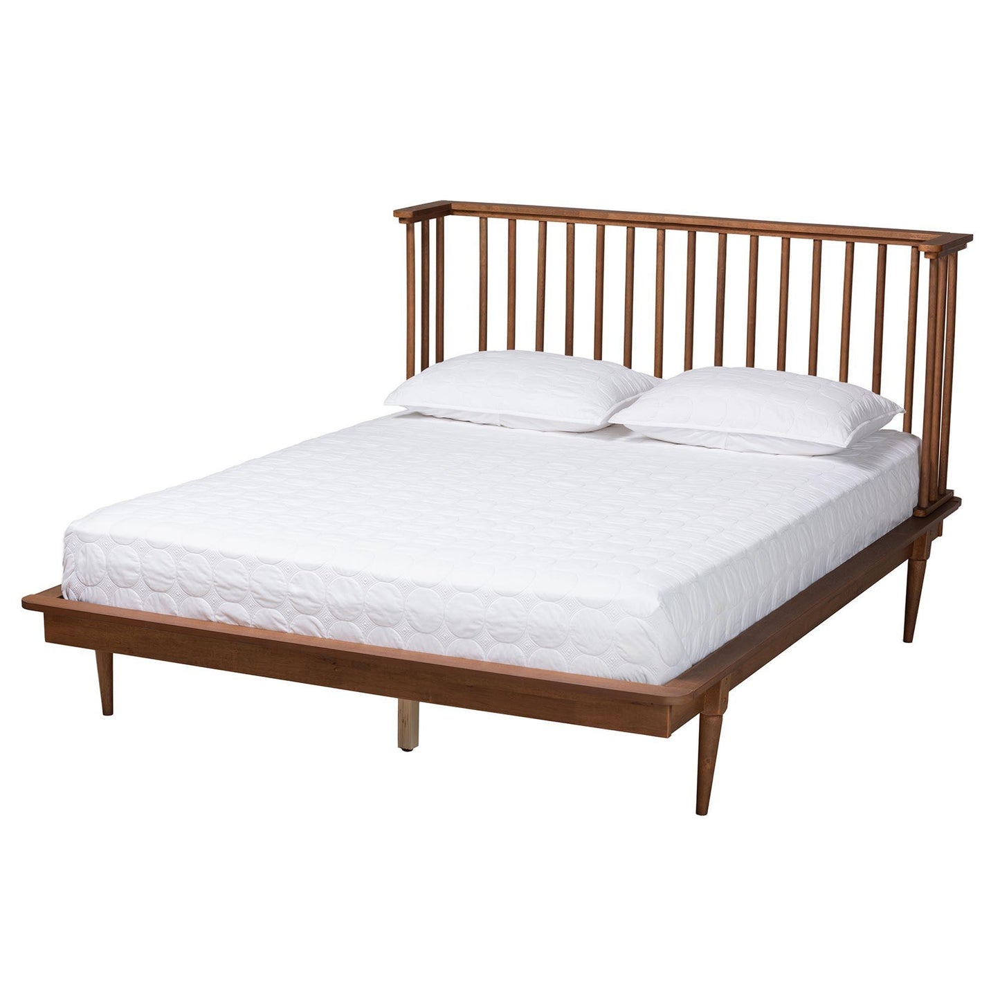 Baxton Studio Flint Mid-Century Modern Ash Walnut Finished Wood Platform Bed FredCo