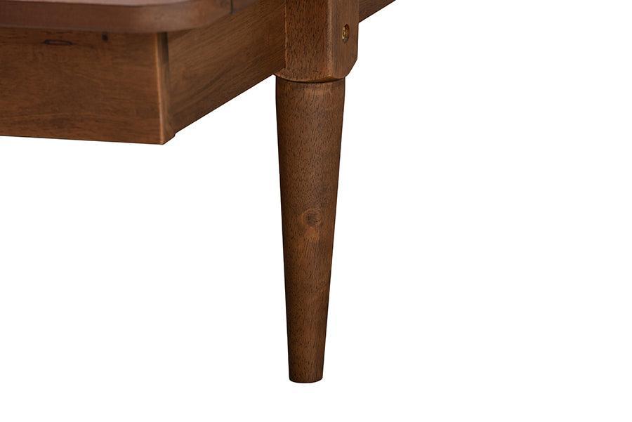 Baxton Studio Flint Mid-Century Modern Ash Walnut Finished Wood Platform Bed FredCo