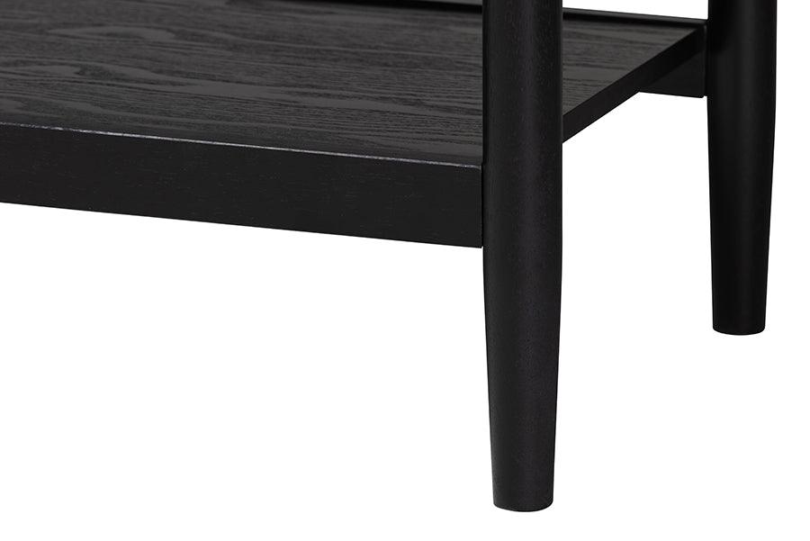 Baxton Studio Florica Art Deco Black Wood Queen 4-Piece Bedroom Set FredCo