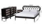Baxton Studio Florica Art Deco Black Wood Queen 4-Piece Bedroom Set FredCo