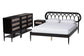 Baxton Studio Florica Art Deco Black Wood Queen 4-Piece Bedroom Set FredCo