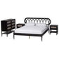 Baxton Studio Florica Art Deco Black Wood Queen 4-Piece Bedroom Set with Two Nightstands FredCo