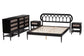 Baxton Studio Florica Art Deco Black Wood Queen 5-Piece Bedroom Set FredCo