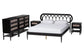 Baxton Studio Florica Art Deco Black Wood Queen 5-Piece Bedroom Set FredCo