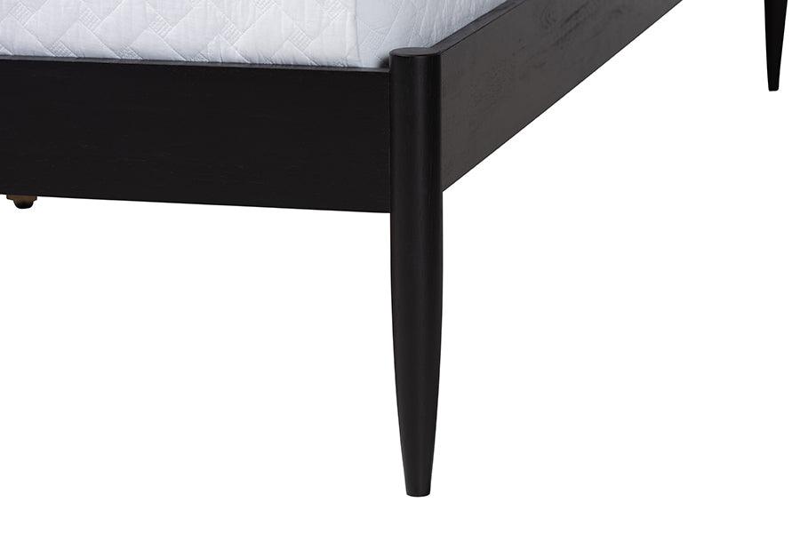 Baxton Studio Florica Art Deco Black Wood Queen Platform Bed FredCo