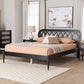 Baxton Studio Florica Art Deco Black Wood Queen Platform Bed FredCo