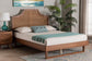 Baxton Studio Francine Mid-Century Modern Ash Walnut Woven Rattan Queen Size Bed FredCo