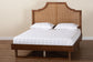 Baxton Studio Francine Mid-Century Modern Ash Walnut Woven Rattan Queen Size Bed FredCo