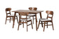 Mid-century modern wood dining table with four matching chairs, FredCo International furniture