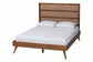 Baxton Studio Fuller Mid-Century Walnut Brown Finished Wood King Size Platform Bed with Woven Rattan FredCo