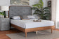 Baxton Studio Garron Mid-Century Modern Grey Fabric and Walnut Brown Wood King Size Platform Bed FredCo
