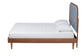 Baxton Studio Garron Mid-Century Modern Grey Fabric and Walnut Brown Wood King Size Platform Bed FredCo